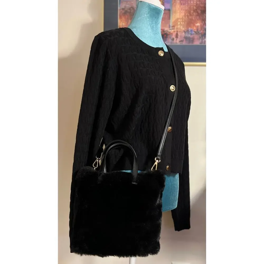 Expressions NYC Black Crossbody Bag  Faux fur Brand new